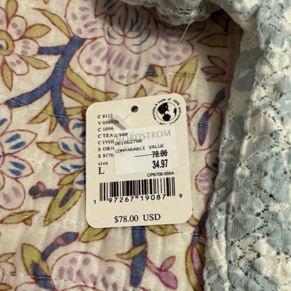 Free People Floral Puff Sleeve Blouse - Light Blue - Picture 4 of 4